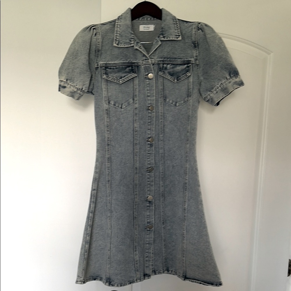 Denim Button-Front Dress - Light Wash Gray